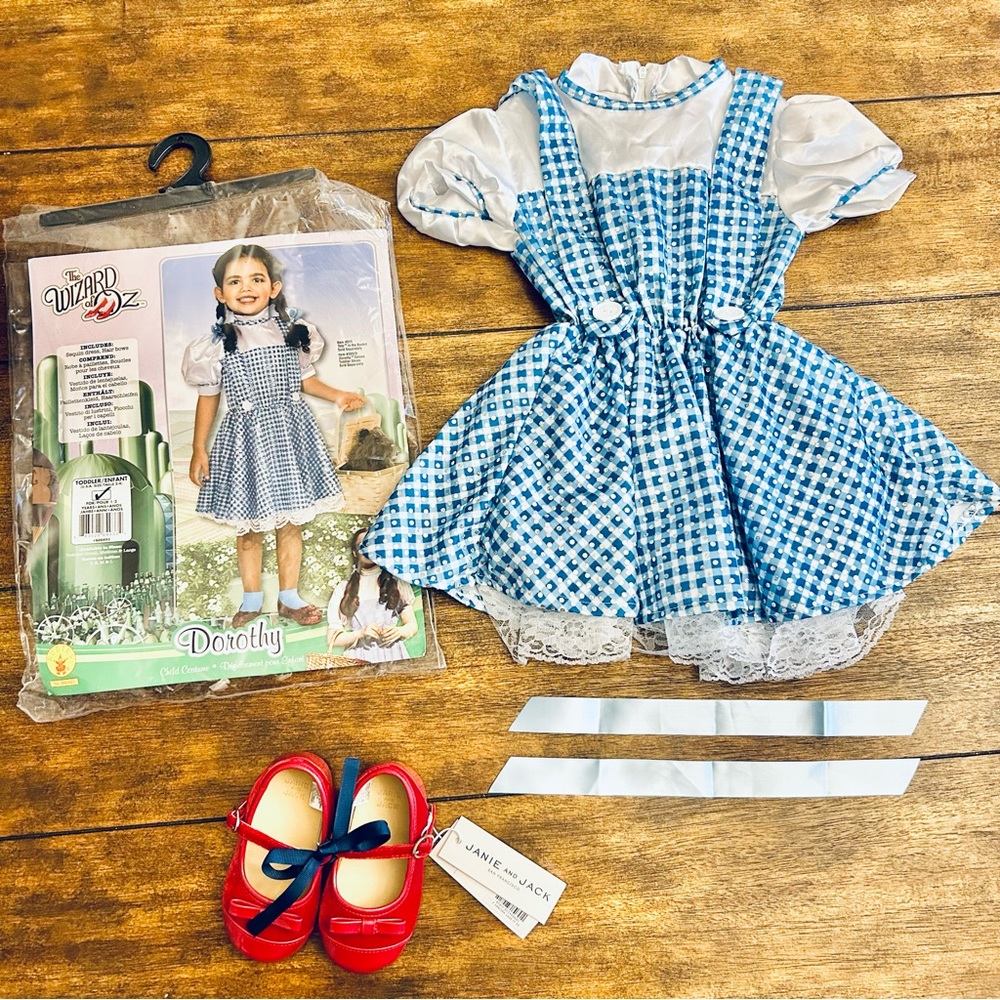 Wizard Of Oz Dorothy Toddler Costume Halloween Baby 24m 2T Dress Ruby Shoes